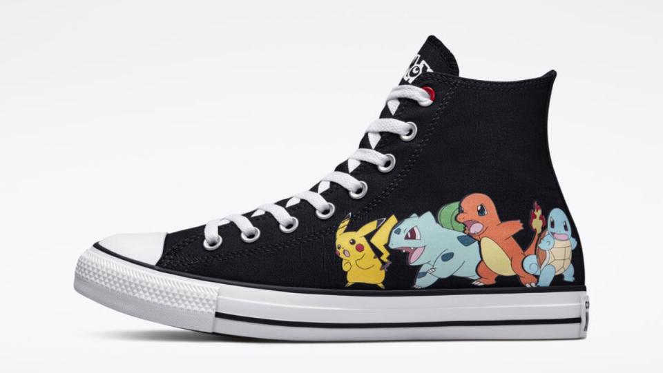 First Partner sneaker from the new Pokemon shoes Converse collection featuring Pikachu, Charmander, Bulbasaur, and Squirtle