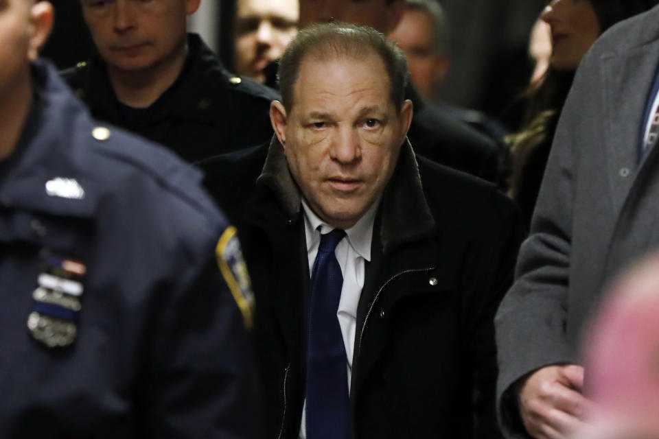 Harvey Weinstein leaves court during his rape trial, Tuesday, Jan. 21, 2020, in New York. (AP Photo/Richard Drew)