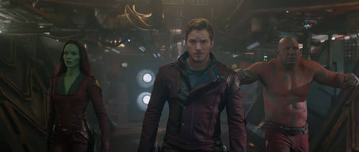 Closeup of Chris Pratt as Star-Lord