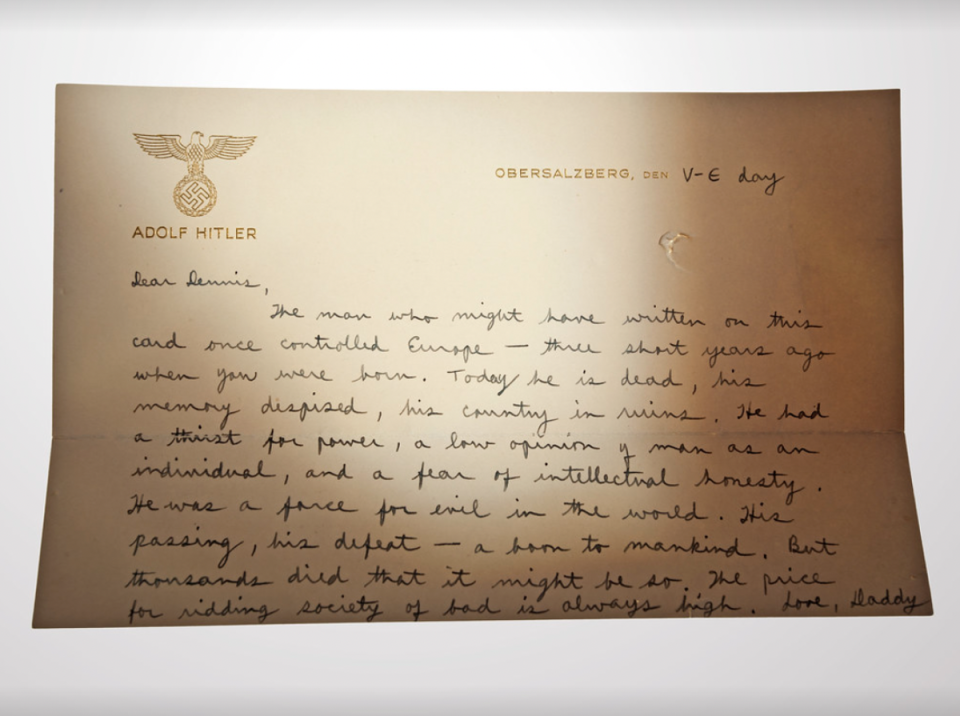 OSS spy Richard Helms sent a heartfelt letter to his then-three-year-old son Dennis to mark Victory Day in Europe (CIA/US Government)