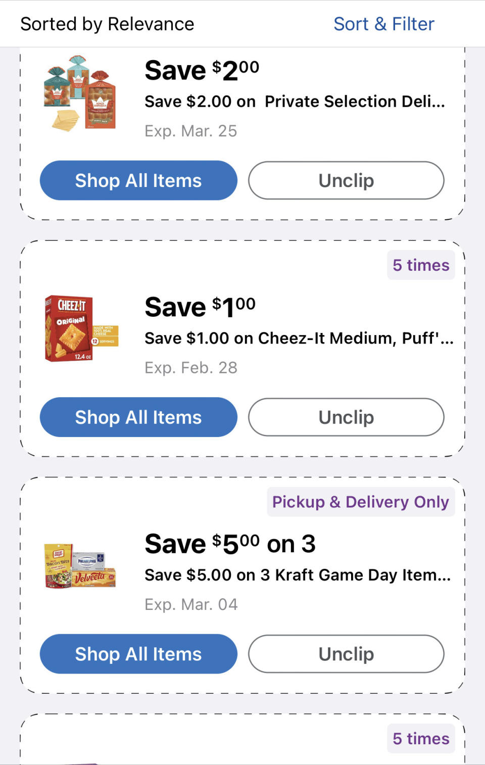 digital coupons in app