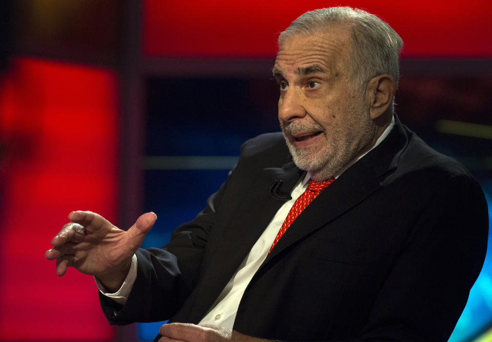 Billionaire activist-investor Carl Icahn gives an interview on FOX Business Network's Neil Cavuto show in New York, U.S. on February 11, 2014. REUTERS/Brendan McDermid/File Photo