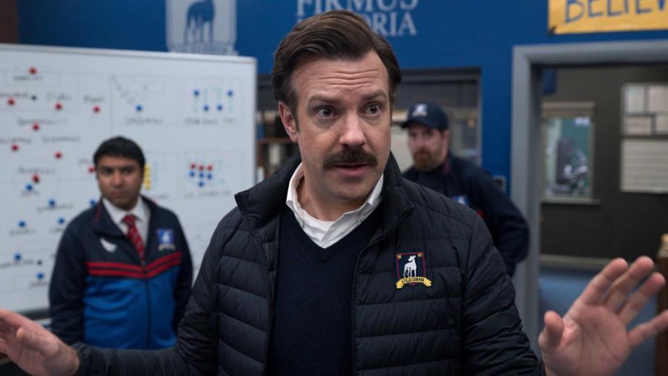 Jason Sudeikis is an American football coach thrust into the world of British soccer in comedy "Ted Lasso."