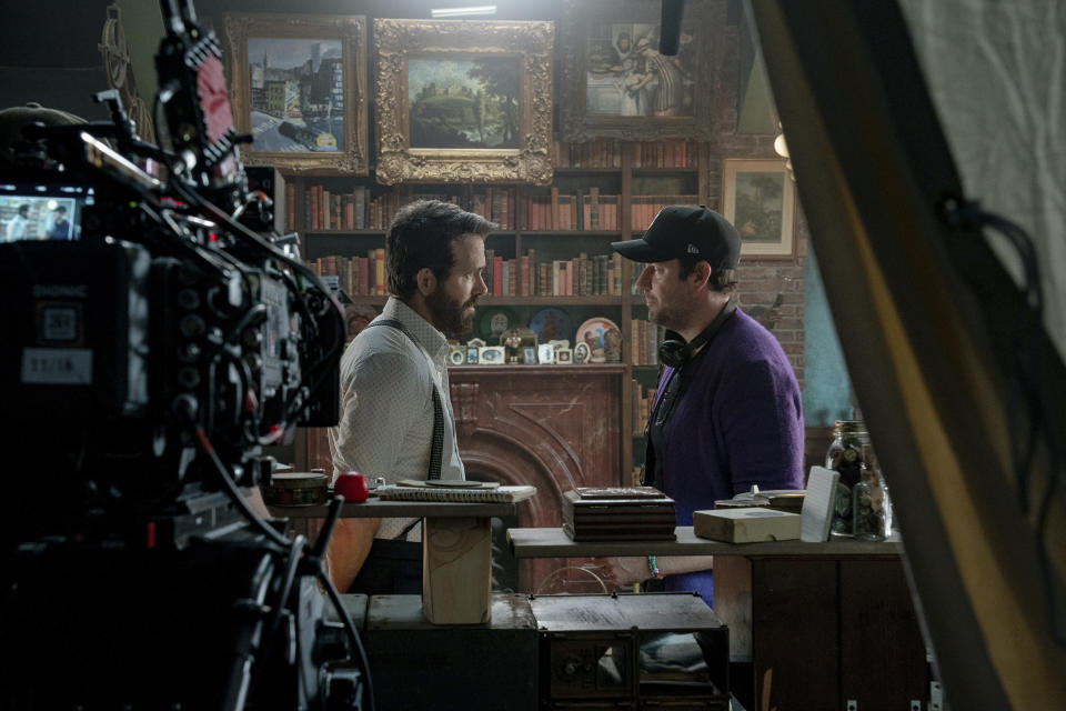 Ryan Reynolds and director John Krasinski on the set of IF