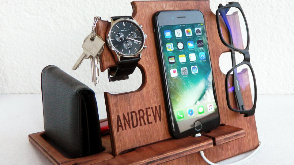 Best Valentine's Day gifts for men: Wooden docking station.