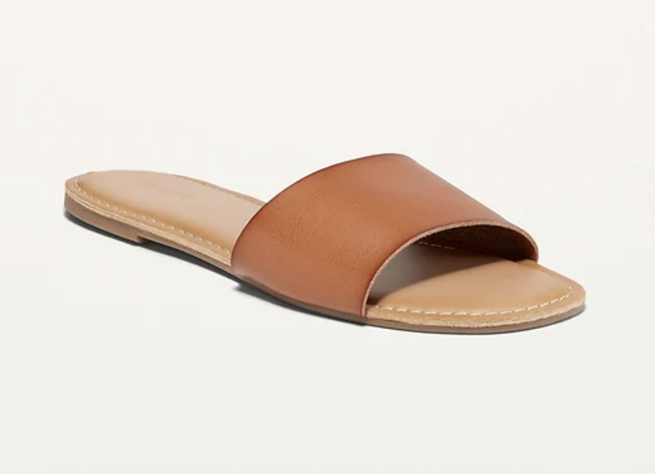 Faux-Leather Slide Sandals