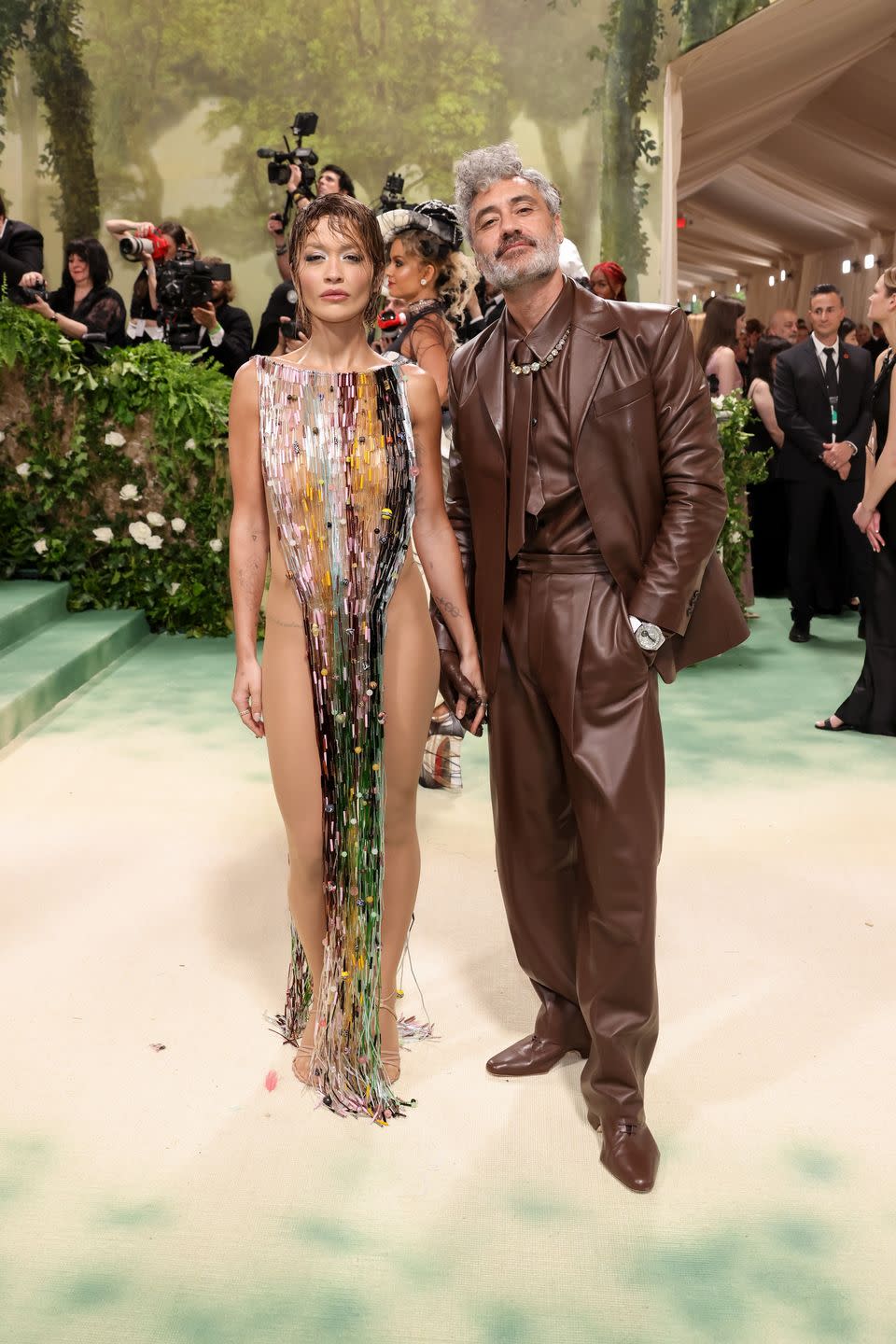 NEW YORK, NY May 6, 2024 LR Rita Ora and Taika Waititi attend the 2024 Met Gala Celebrating Sleeping Beauty's Fashion Awakening held at the Metropolitan Museum of Art in New York City on May 6, 2024 Attendance Photo courtesy of John Shearer Wire Image