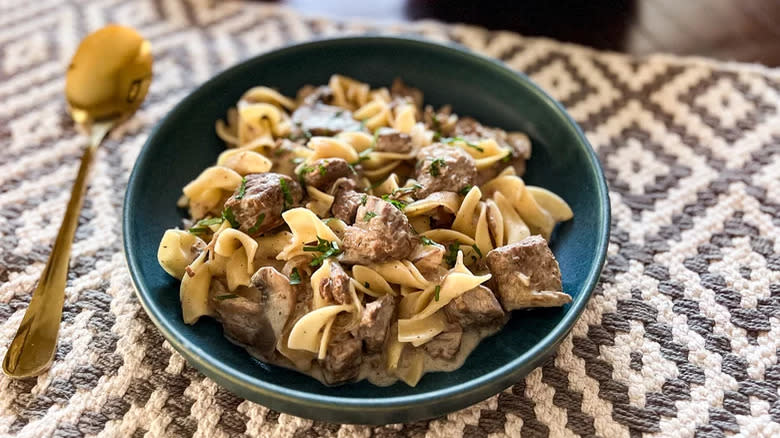 Bowl of beef Stroganoff