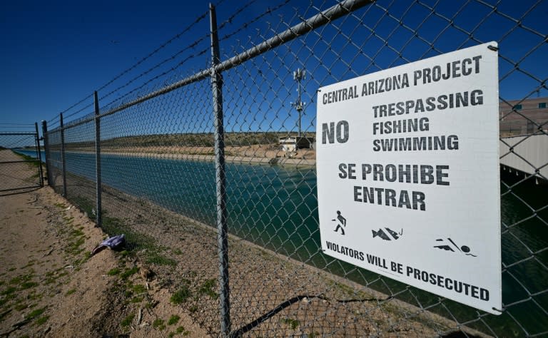 Water flows in a canal in parched Phoenix, Arizona