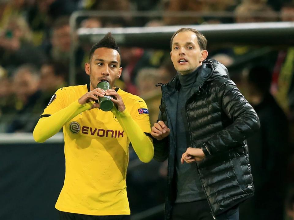 Thomas Tuchel managed Pierre-Emerick Aubameyang at Borussia Dortmund (PA)