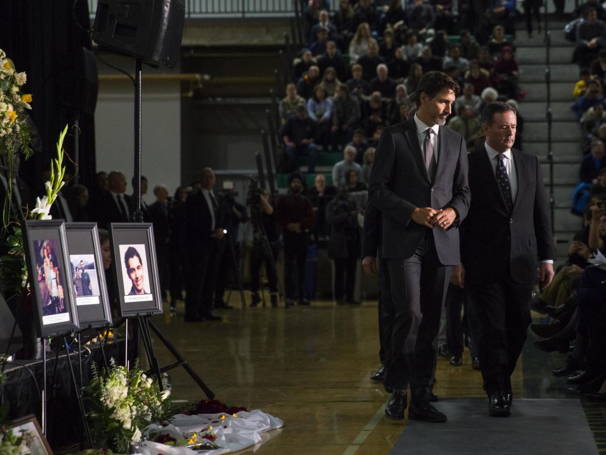 Justin Trudeau, the prime minister of Canada, at a vigil for victims of the Iran plane disaster: AP