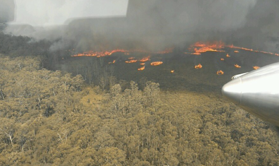 Fires rage in east Gippsland on Sunday. 