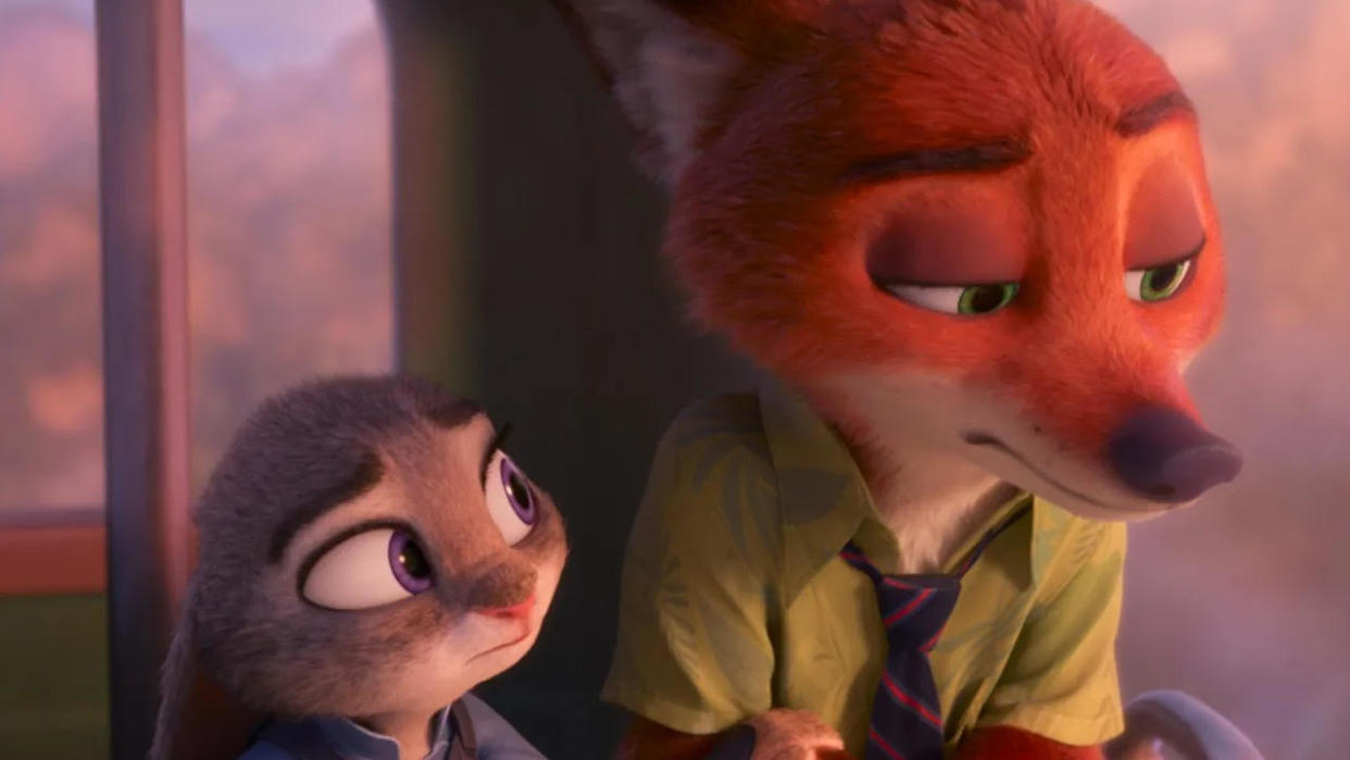  Judy and Nick looking somber in Zootopia 