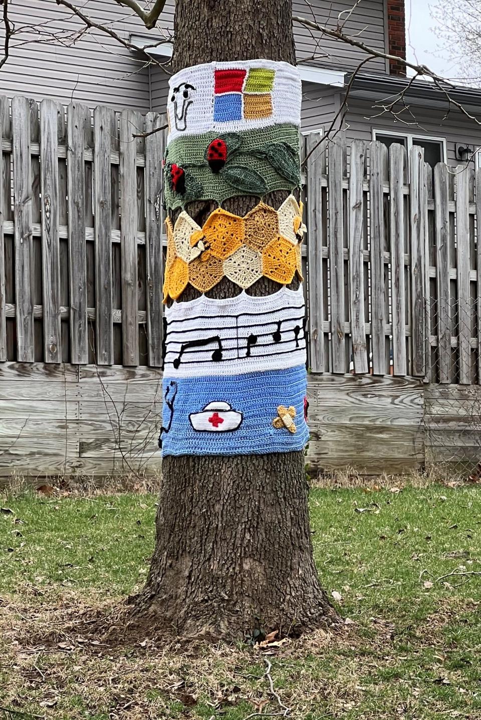 A musical tree sweater is among the sights along Saturday's volkswalk routes.