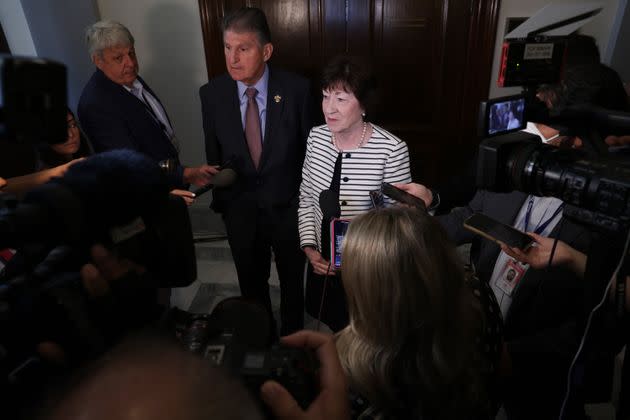 Sen. Joe Manchin (D-W.Va.) (L) and Sen. Susan Collins (R-Maine) led a bipartisan group of 20 senators that wrote legislation to reform the Electoral Count Act.