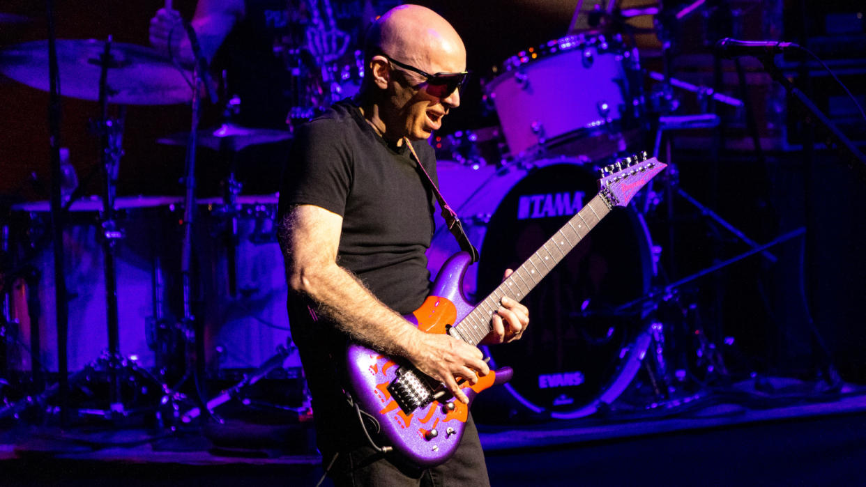  Joe Satriani performs at Wiener Stadthalle on April 8, 2023 in Vienna, Austria.  