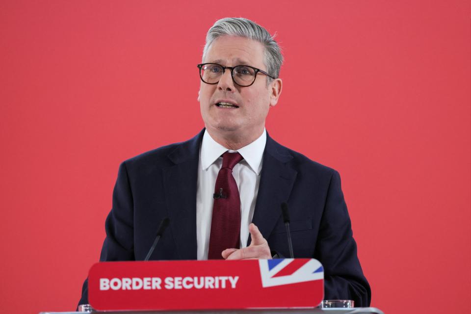 Britain's opposition Labour Party leader Keir Starmer speaking in Dover today (REUTERS)