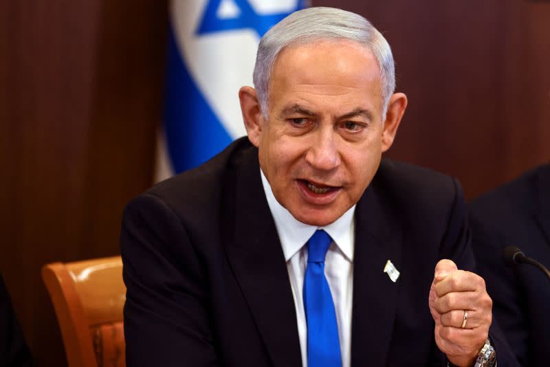 Israeli Prime Minister Benjamin Netanyahu leads a cabinet meeting in Jerusalem