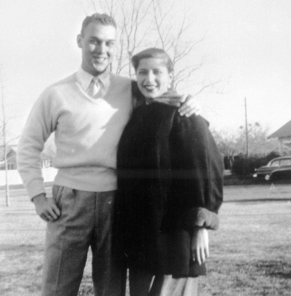 In this image provided by the Supreme Court, Ruth Bader Ginsburg and her husband Martin Ginsburg, pose for a photo in Fort Sill, Okla., when Martin was serving in the U.S. army at Artillery Village at Fort Sill. (Collection of the Supreme Court of the United States via AP)