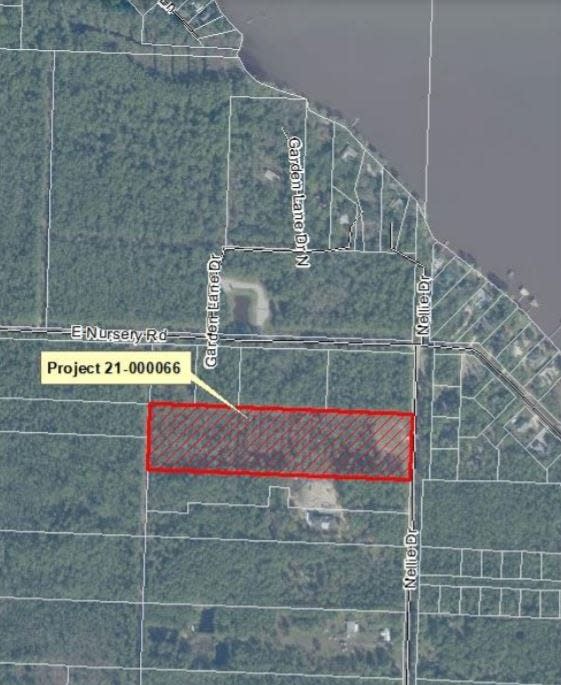 The developer of a subdivision proposed for this tract off of Nellie Drive near Choctawhatchee Bay likely will be planting street trees in the development at the urging of Walton County Planning Director Mac Carpenter. Carpenter is hinting that the land development code might be changed to require more street trees.