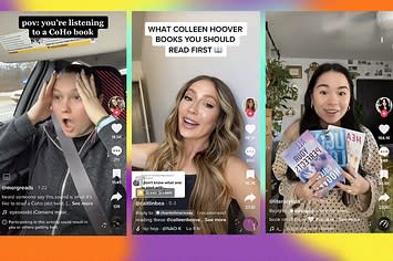 Screenshots from three #coho BookTok users @morgreads, @caitlinbea, and @literarylola_