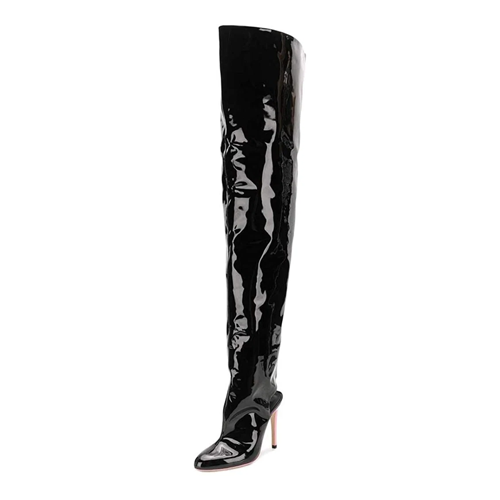 SJ Women Patent Leather Thigh High Boots