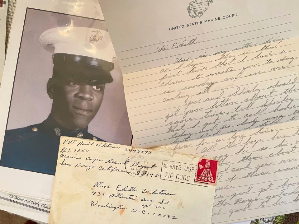 A letter written by David Whitman during Marine basic training to his sister Edith Fleet, nee Whitman. Whitman, an East High graduate, was killed in the Vietnam War on Feb. 27, 1969.