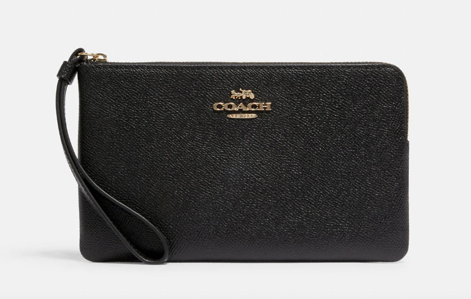 Large Corner Zip Wristlet in Gold/Black (Photo via Coach Outlet)