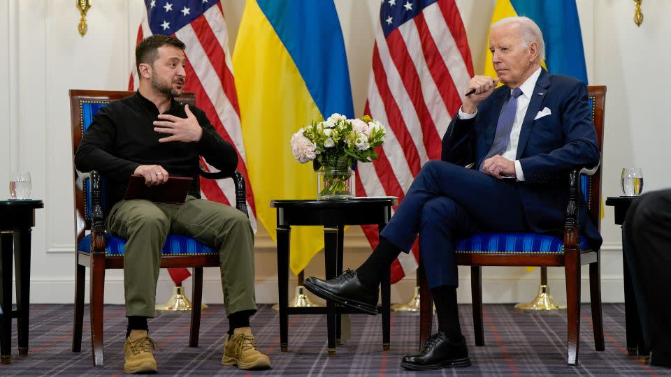 President Joe Biden will hold a bilateral meeting with Ukrainian President Volodymyr Zelensky in Paris on Friday.  -Elizabeth Frantz/Reuters