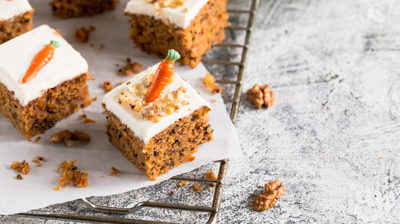 carrot cake on cooling rack