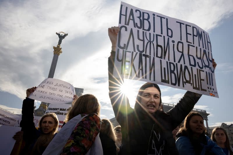 Protest calling for an end to open-ended military service in Kyiv