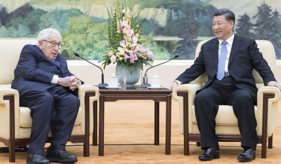 Chinese President Xi Jinping with former US secretary of state Henry Kissinger in Beijing on Friday. Photo: Xinhua