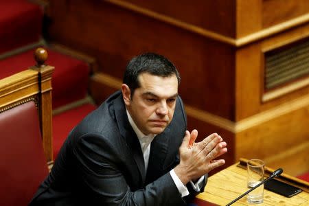 Greek Prime Minister Alexis Tsipras attends a parliamentary session on confidence vote in Athens, Greece, January 15, 2019. REUTERS/Costas Baltas