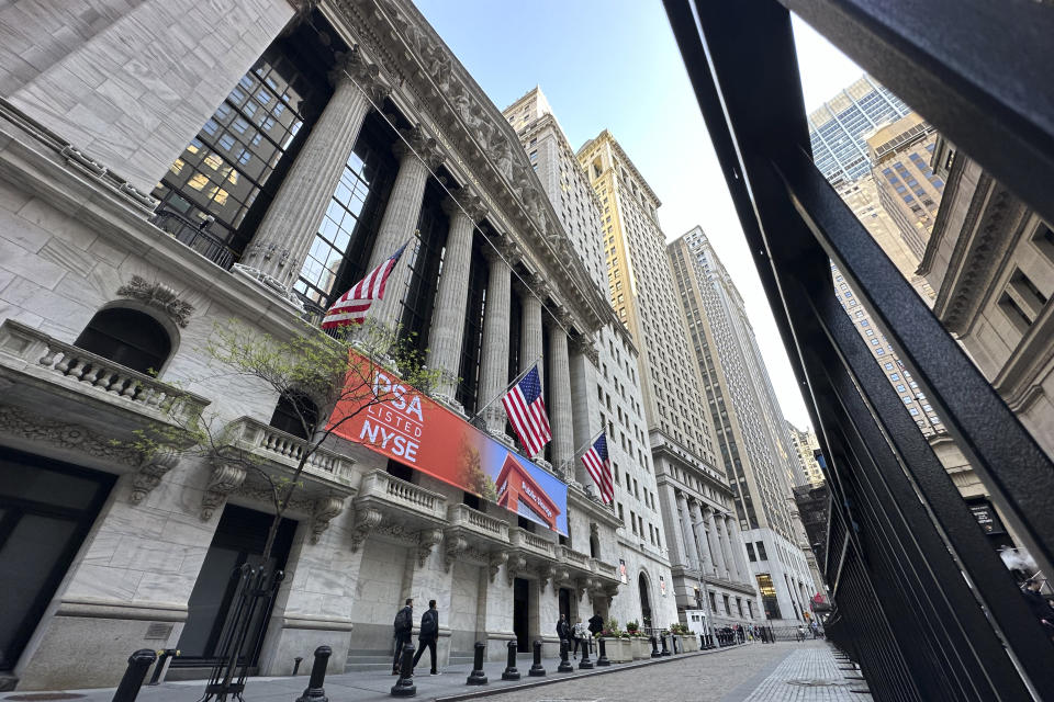 The New York Stock Exchange is shown on May 7, 2024, in New York. Wall Street shifted between small losses and gains before the opening bell as more corporate earnings arrive during what is otherwise expected to be relatively quiet week. (AP Photo/Peter Morgan)