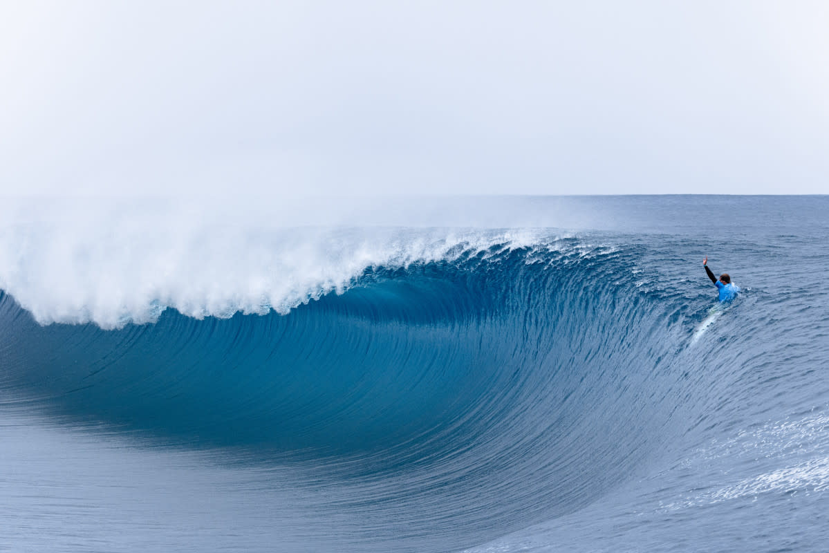 Jack Robinson salutes the power of Teahupo'o, Tahiti.<p>Photo: Ryan "Chachi" Craig</p>