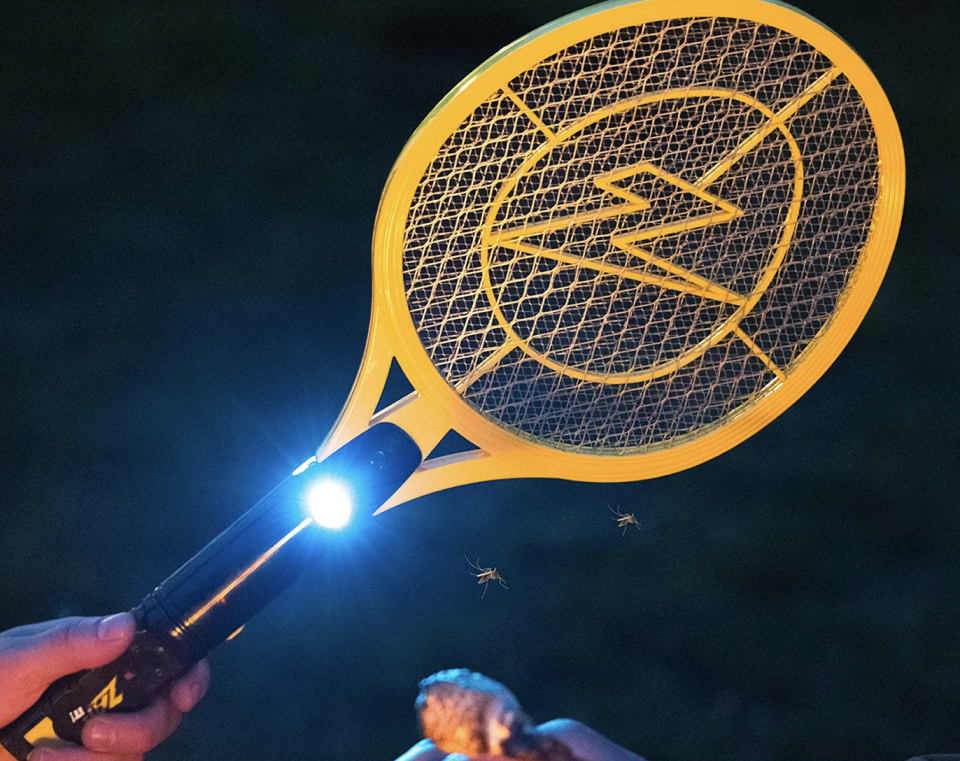 Electric bug zapper that looks like a tennis racket