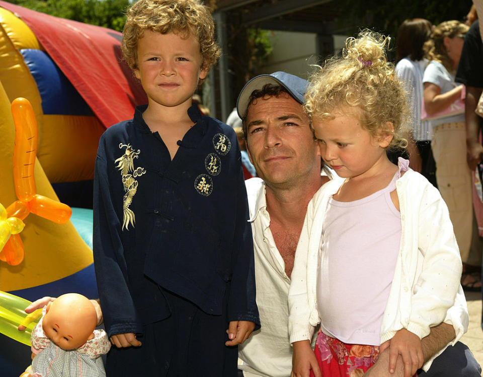Luke Perry with son Jack and daughter Sophie during "Garfield: The Movie" World Premiere