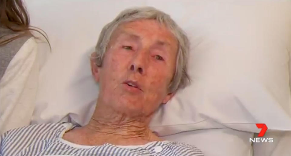 Great grandmother Patricia Byrne, 84, is recovering in Albany Hospital after she was lost for three nights in the Western Australian bush. Source: 7 News