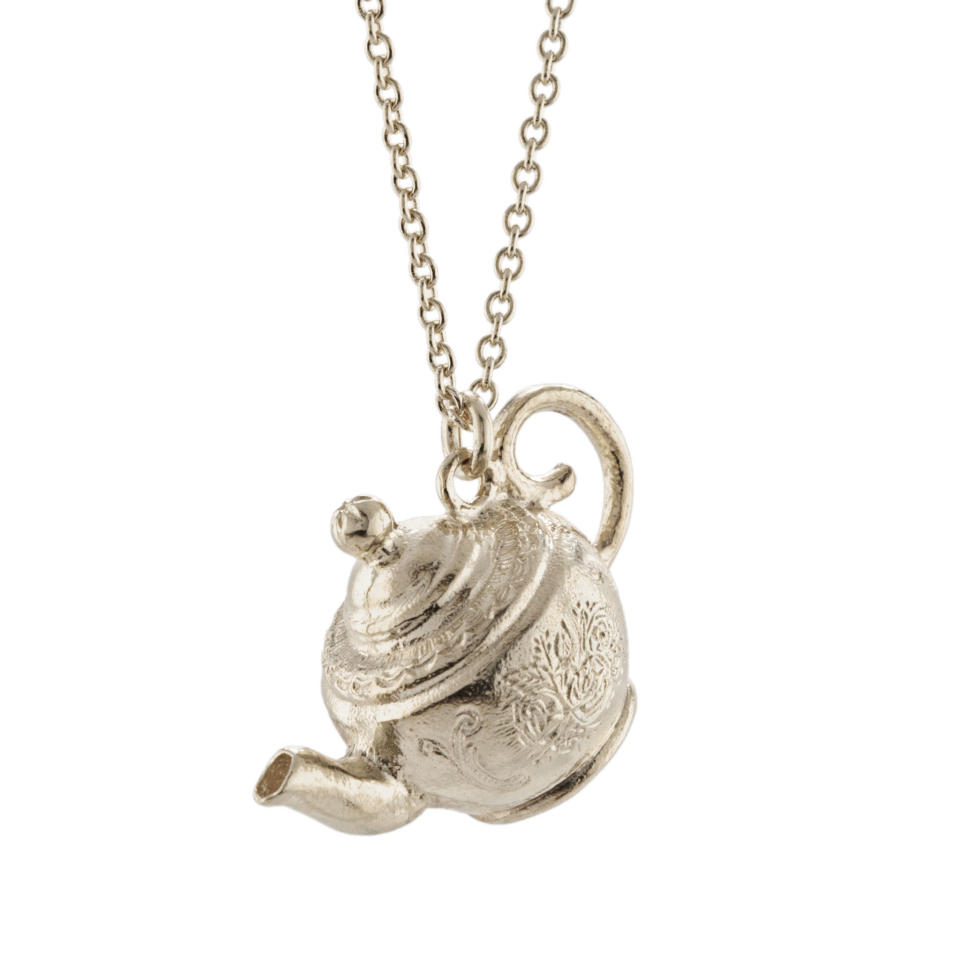 <p>Engraved Mrs Pott's Teapot Necklace in silver, £195</p>