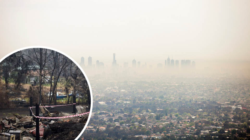 Pollution mixed together with on going bushfire smoke in Victoria, Melbourne