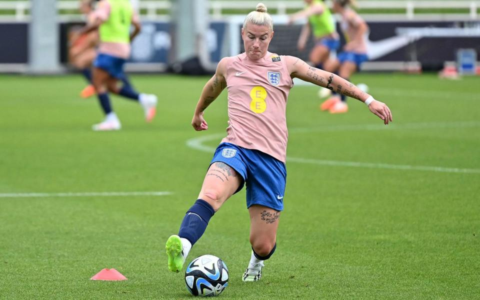 England striker Bethany England attends a squad training session at St George's Park