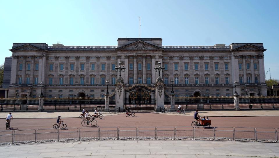 The front gates of Buckingham Palace, in April 2020. Queen Elizabeth II's London home is undergoing a $472 million renovation and she has moved to WIndsor Castle during the coronavirus pandemic.