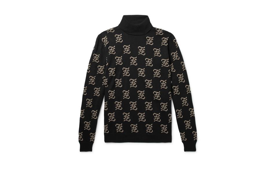 Fendi logo-jacquard wool rollneck sweater