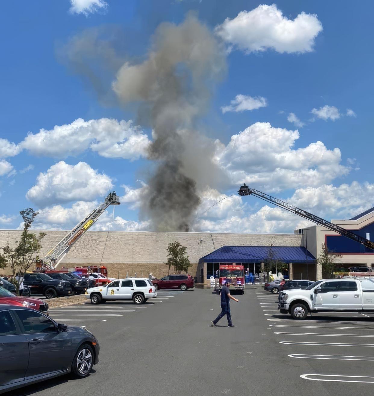 A two-alarm fire damaged the Lowe's Home Improvement store on Centennial Avenue Monday afternoon.