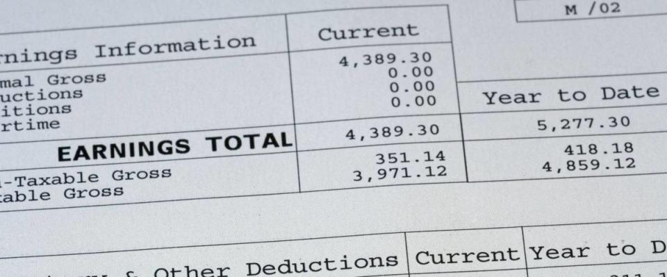 up close of paystub