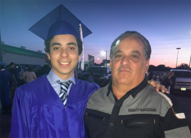 The graduate, Leroy Solis Jr, and his father Leroy Solis Sr. (Photo: Facebook)