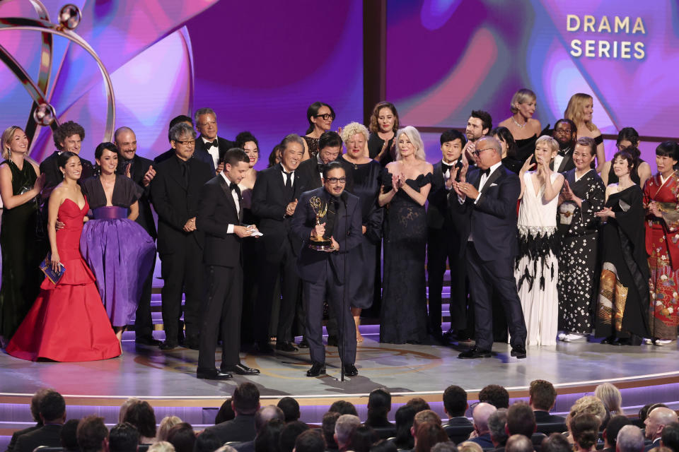 The cast and crew of "Shōgun" accept the award for Best Drama Series. (Christopher Polk/Variety via Getty Images)