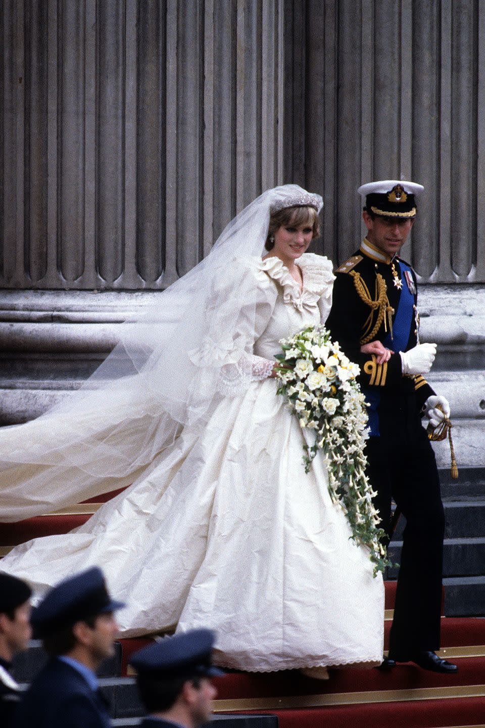 7) Diana was sewn into her dress.
