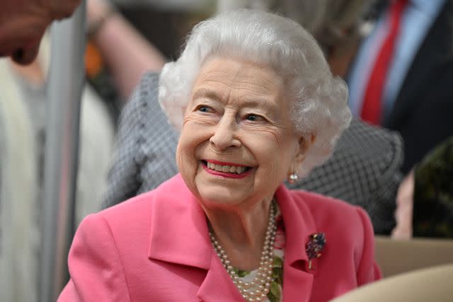 PAUL GROVER/POOL/AFP via Getty Queen Elizabeth smiles at the 2022 RHS Chelsea Flower Show in London