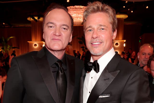 <p>Christopher Polk/NBC via Getty</p> Quentin Tarantino, Brad Pitt